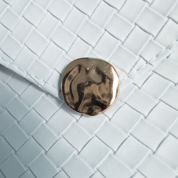 5/$20 NWOT Ipsy Glam Bag January 2025 Woven Faux Leather Blue Quiet Luxury - Picture 3 of 7